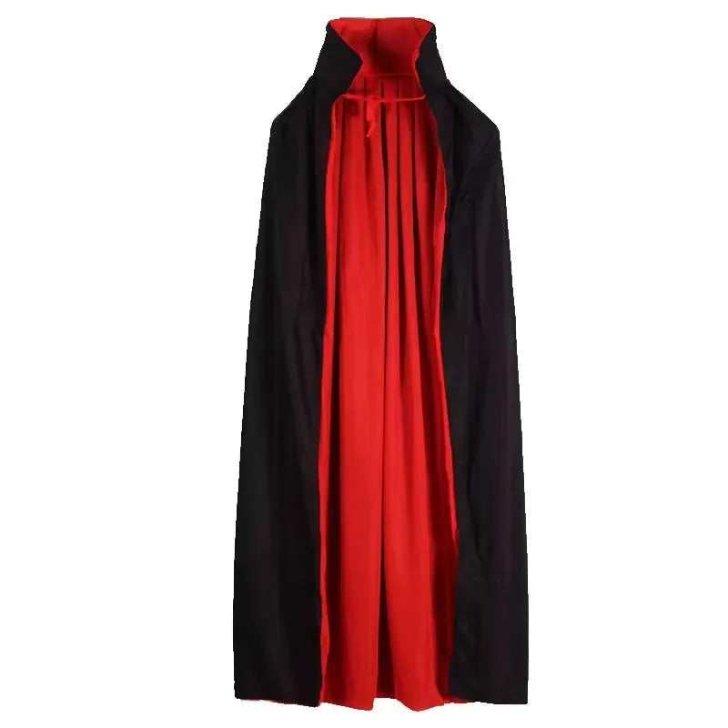 Halloween Women Men Clothes Cosplay Costume Adult Stand Collar Hooded Cape Black Red Reversible Cap Vampire Halloween Party Quake LW2012 XL
