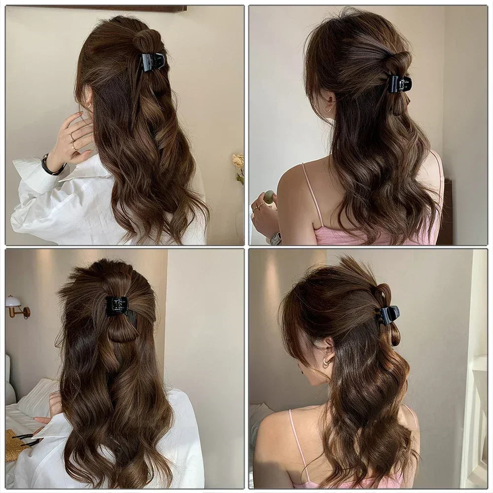 Women Simple Hair Claw Lazy Feather Ponytail Claw Korean Fashion Meatball Crab Clip Fake Hair Clamp High Ponytail Accessories Quake
