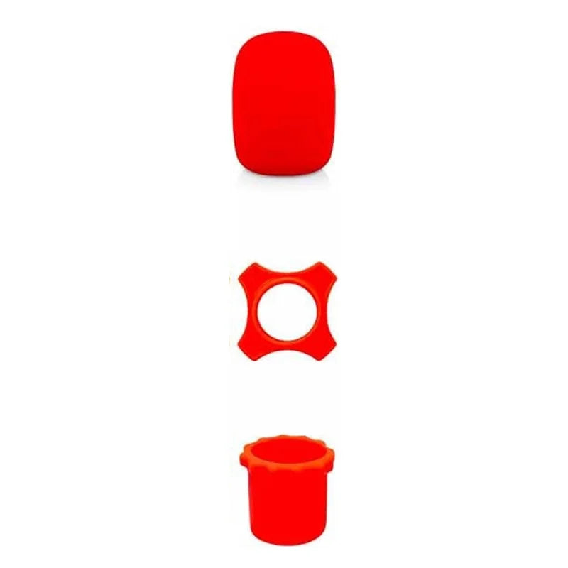 Wireless Handheld Microphone Silicone Ring Anti Rolling,Mic Bottom Rod Sleeve Holder,Microphone Windscreen Sponge Cover Quake style 2 - red