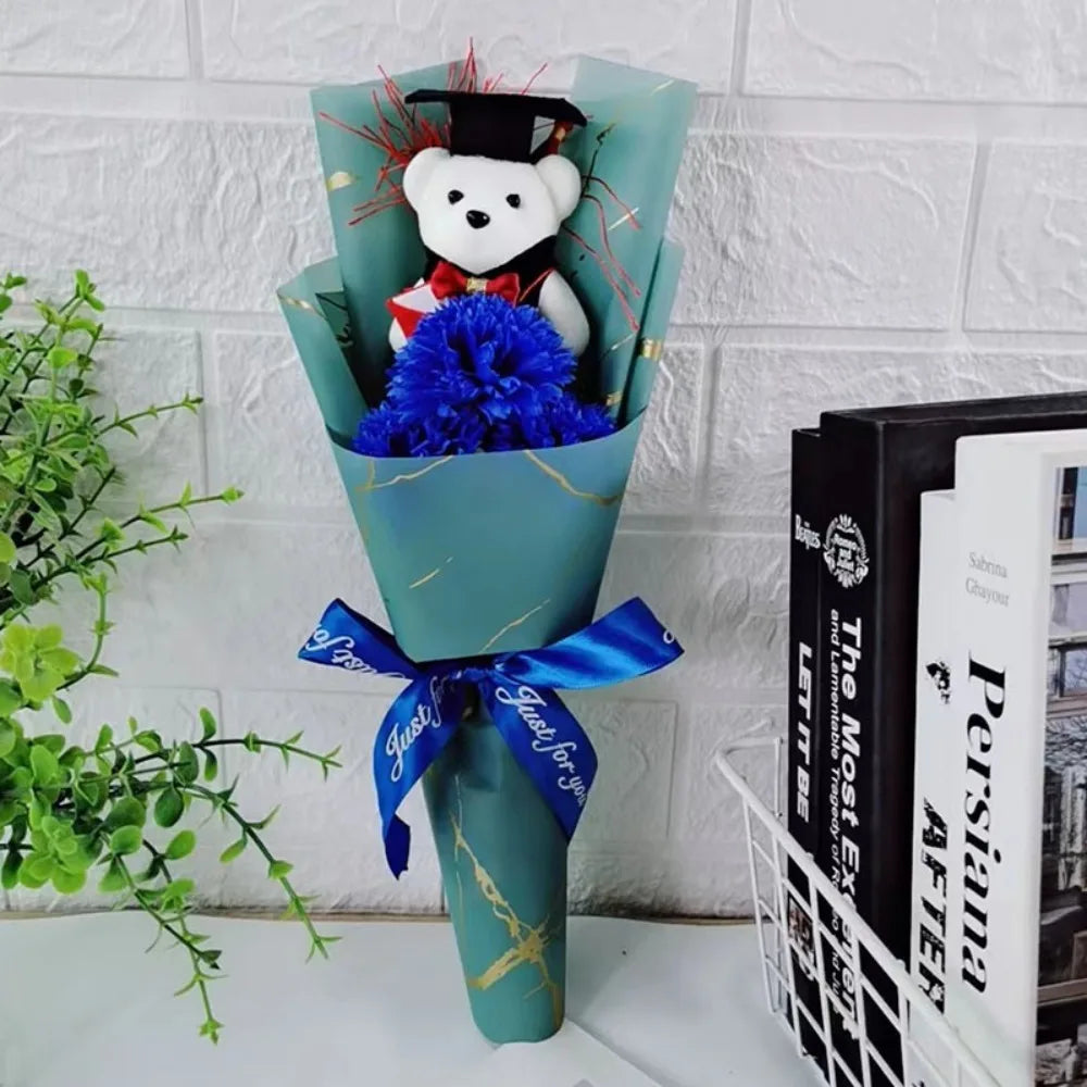 Sunflower Bear Bouquet Rose Plush Toy Sunflower Soap Flower Bouquet Decoration Graduation Gift Cartoon Lovely Bear Quake