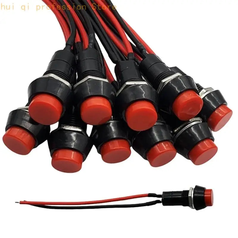 Wire 12mm Momentary Push Button, Spring Return Panel Control Button Set, 10 Pack for Control Panels, Motor Jog Tasks, and Repair Quake