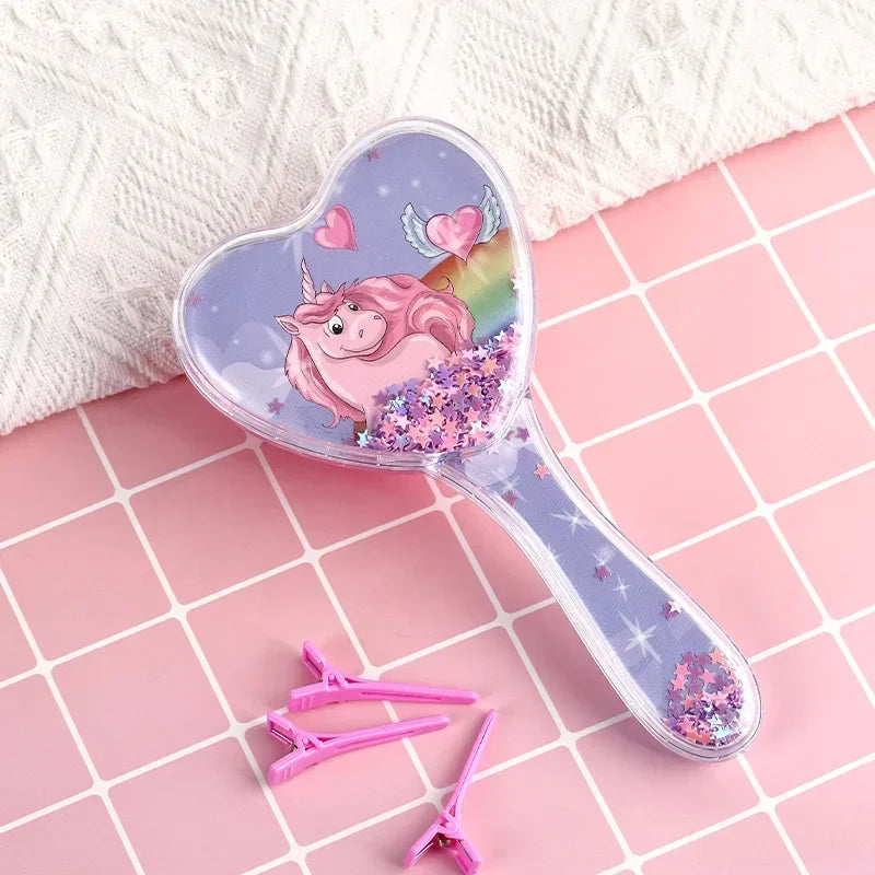 New Heart Magic Combs Unicorn Hair Brushe Tangle Detangle Shower Massage Hairbrush Combs Anti-static Massage Salon Accessories Quake Purple