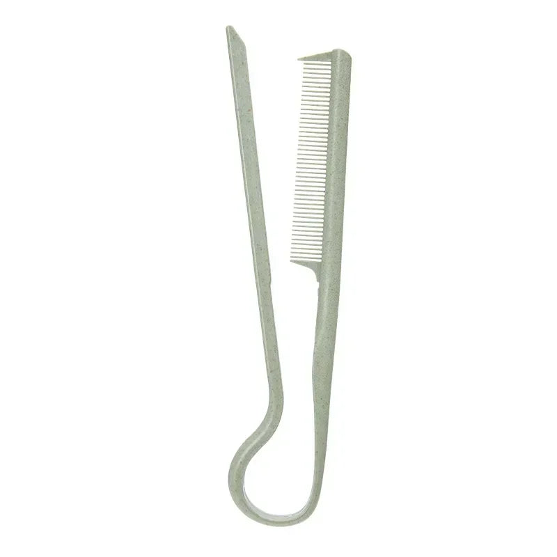 New V Shaped Hairdressing Comb Messy Hair Straightening Splint Comb Hair Styling Tool Special Portable for Hair Wigs Quake Green