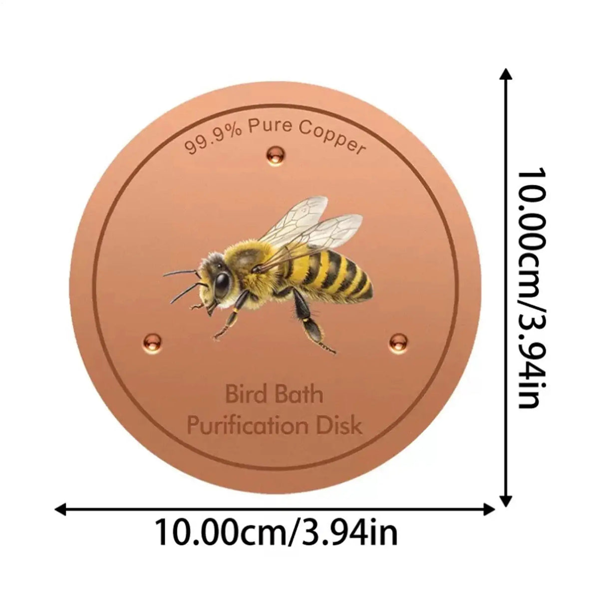 Bird Bath Purification Disk Metal Bee Patterns Cleaner Durable Rustproof Portable for Outdoor Garden Deck Patio Bowl Fountain Quake