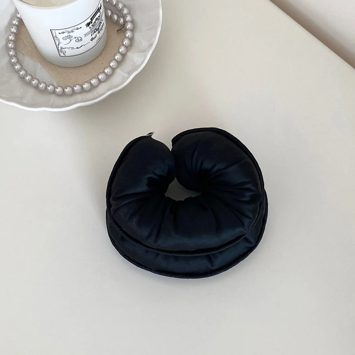 Sponge Sleep Elastic Ponytail Holder Hair Scrunchies for Women Hair Accessories Girls Soft Solid Satin Filled Cotton Big Bands Quake bk