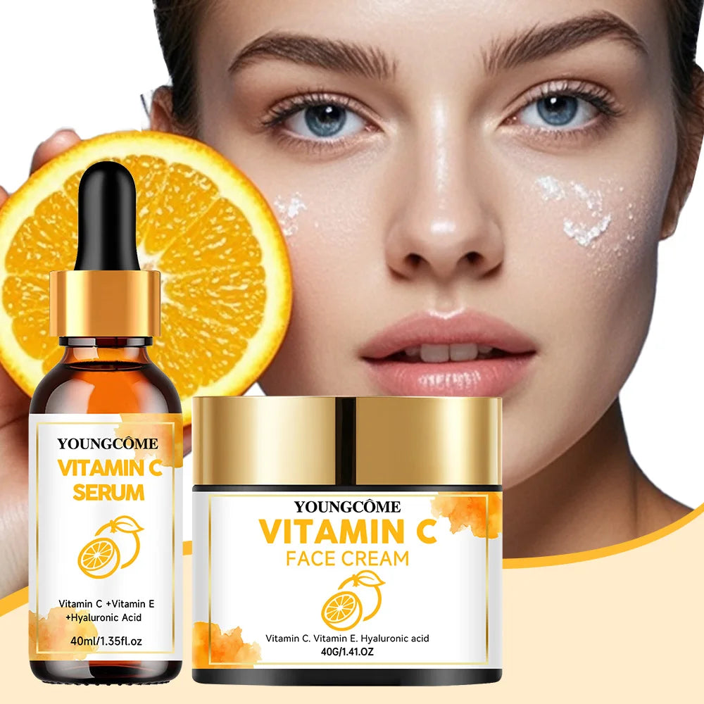 Vitamin C Facial Essence Cream Whitening Brightening Anti-Wrinkle Nourishing Redness Relief Moisturizing Face Serum Skin Care Quake