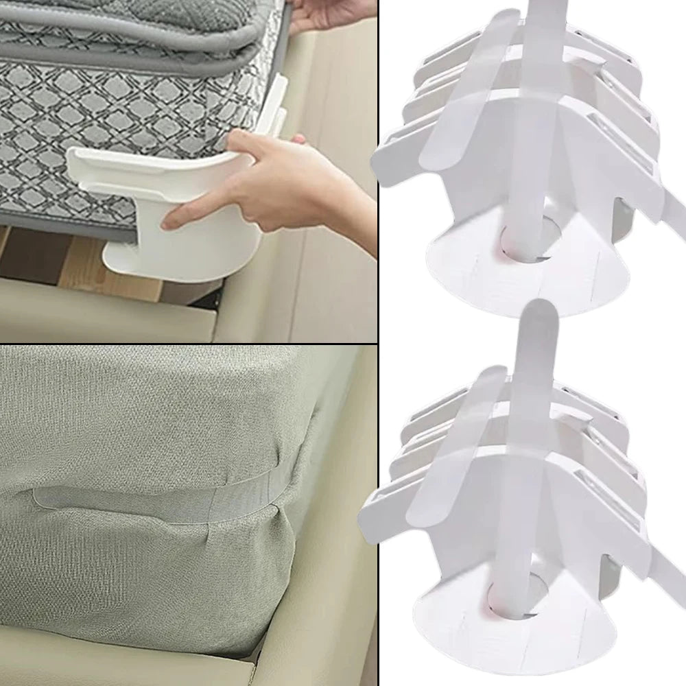 Universal Bedsheet Corner Tightener Clips Invisible Bedspread Secure Holder with Heavy-Duty Mattress Straps Sheets Slot Locks Quake
