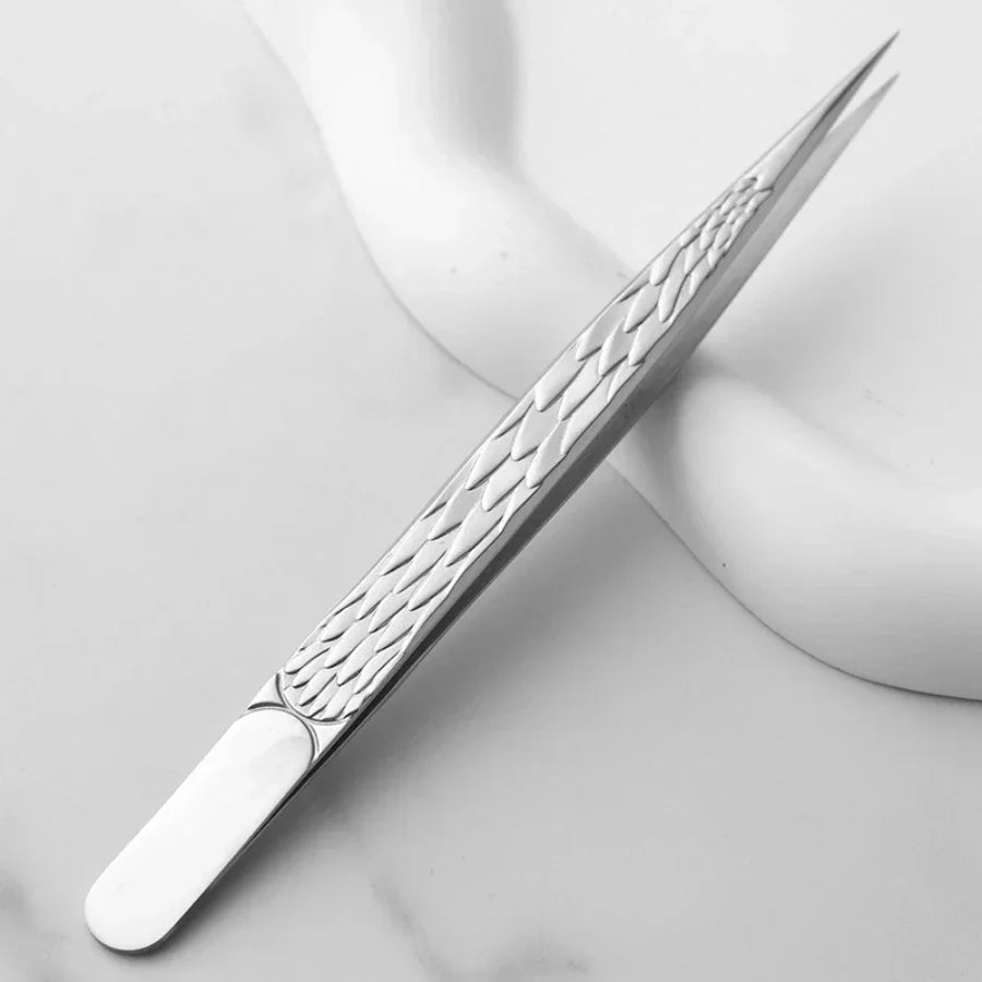 Tweezers Lash Tweezers Pointed Blackhead Remover Tip Tweezers 1pc Straight Pointed Isolating Tweezers Eyelash Extensions Quake Silver