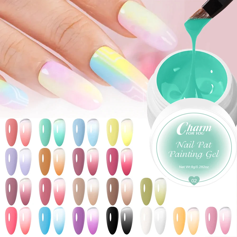 20 Colors Pat Painting Gel,Gel Nail Polish,Soak Off UV LED Gel Polish,Gel Paint For Nail Art Drawing Gel Nail For Art Design Quake