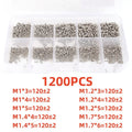 Micro Self-tapping Wood Screws Set M1/M1.2/M1.4/M1.7 Phillips Head Pan Screw Sunglasses Watch Car Electronic Repair Screws Kit Quake 1200PCS