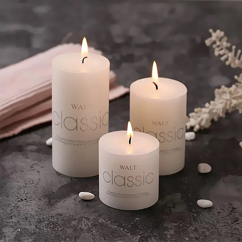 Classic European Ivory White Large Candle Smokeless and Odorless Romantic Wedding Hotel Decoration Festival Supplies Quake