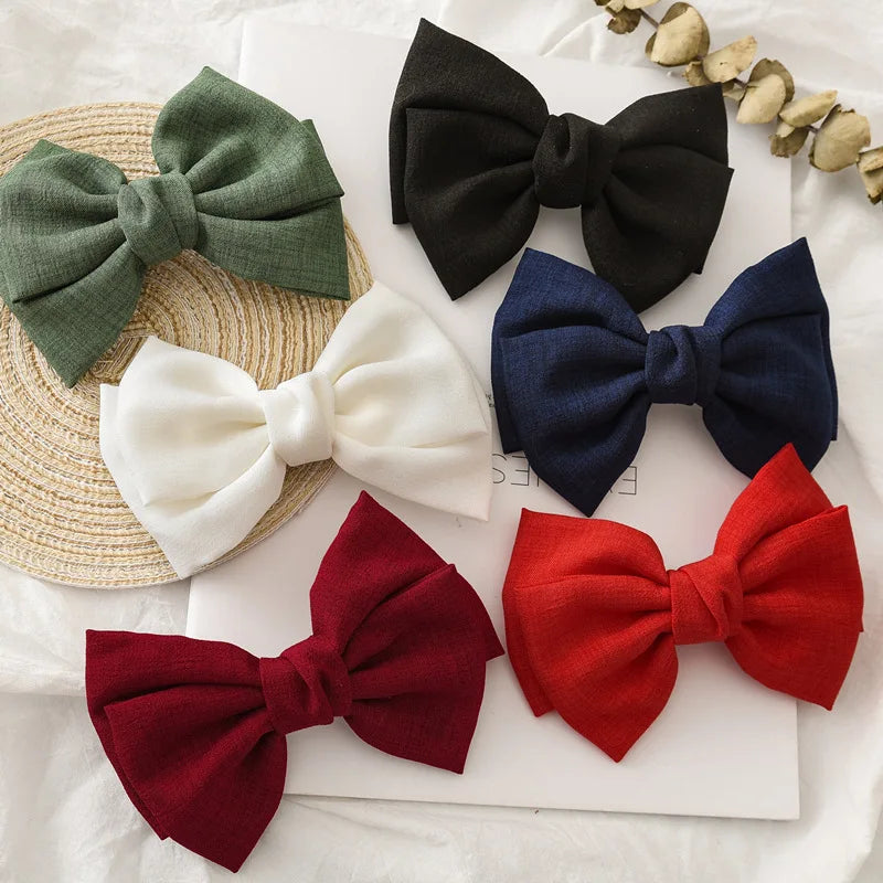 Double Layer Fabric Bowknot Ponytail Clip Sweet Elegant Barrettes Women Girls Simple Solid Color Hairpin Hair Grip Headdress New Quake