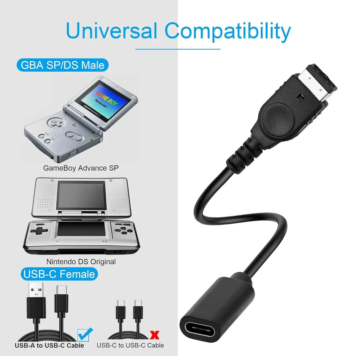 Type C to for SP Cable USB Charging Cable for GBA SP Game Console Portable USB C Cable Cord Wire Gaming Accessories 10cm Quake