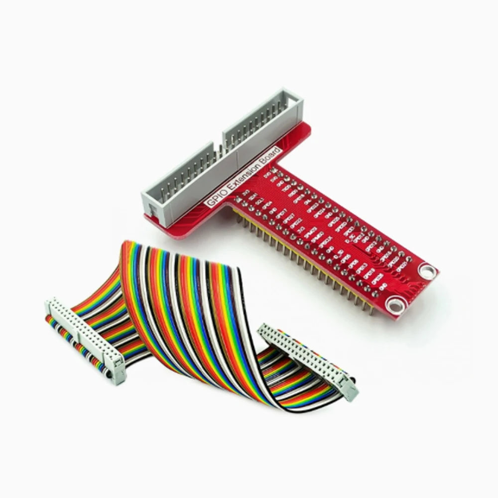 T-type GPIO Expansion Board 40Pin External Expansion Board Raspberry Pi 5 In-Line Breadboard Experiment Quake T Red with Cable 10 sets