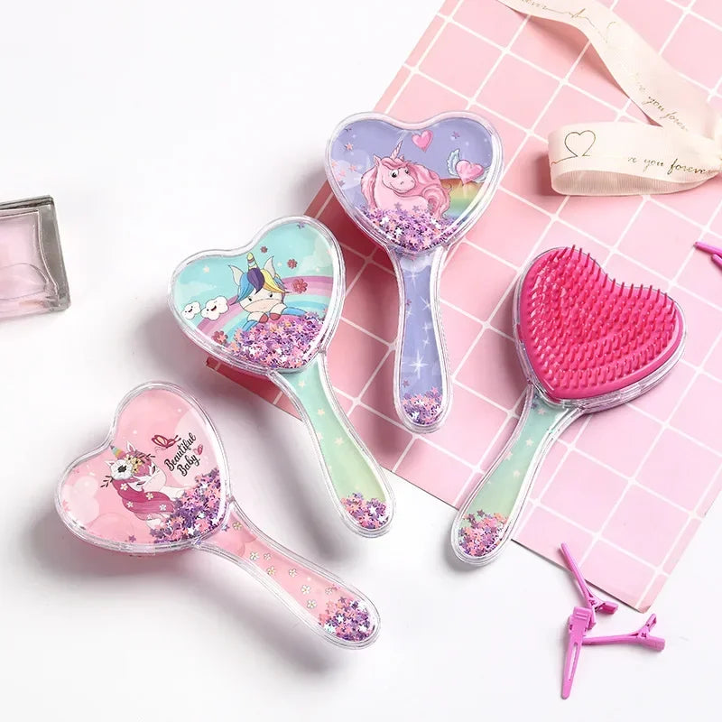 New Heart Magic Combs Unicorn Hair Brushe Tangle Detangle Shower Massage Hairbrush Combs Anti-static Massage Salon Accessories Quake