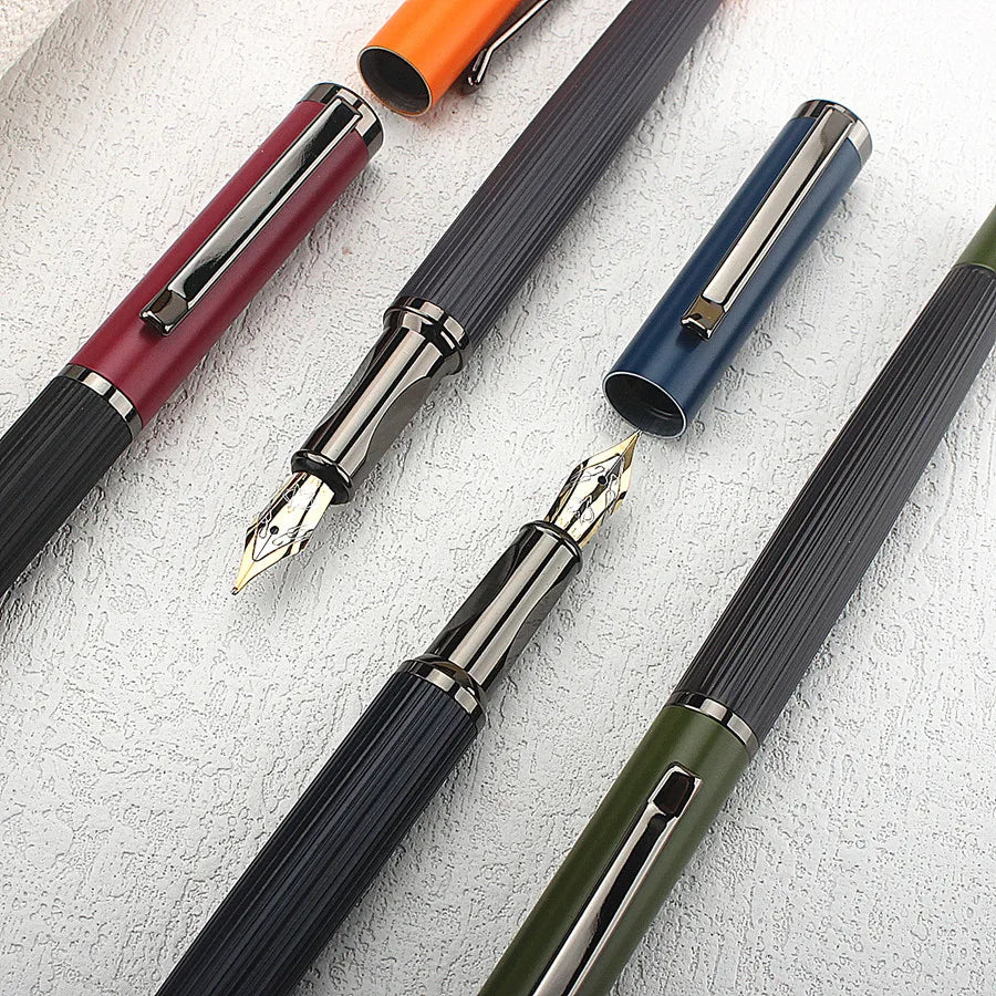 1 PCS Luxury Student Metal 5069 Fountain Pen 0.5MM Nib With Ink Converter Gray Trim Fancy Gift Calligraphy Writing Pen Quake