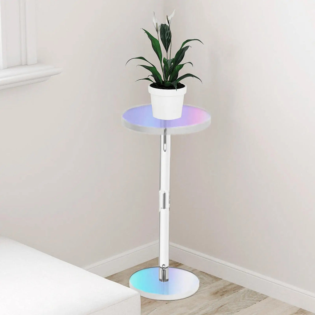 Acrylic Round Bedside Table Minimalist Design Accent Drink Table Coffee Table for Living Room Office Quake