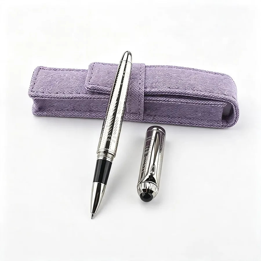 Silver Engraved Metal Rollerball Pen Luxury Business Signature Ballpoint Pen Office Writing Gift Pen Quake 148-2