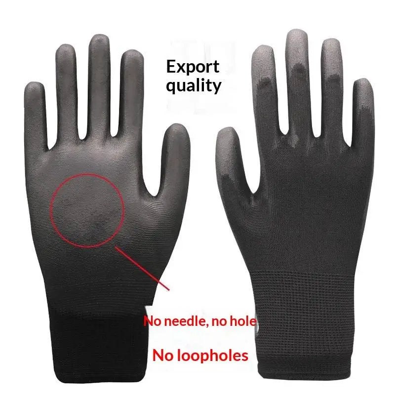 1 Pair Black Coating Gloves Nylon PU Gloves Woodworking Horticulture Automobile Maintenance Anti Slip And Dustproof Daily Use Quake Black-XXL