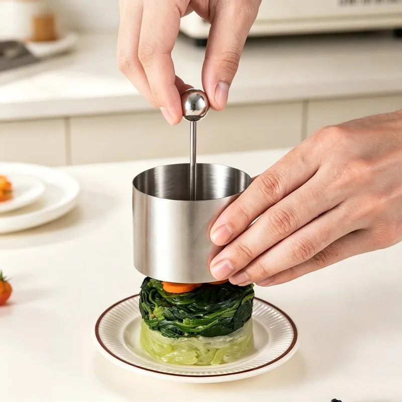 Stainless Steel Food Plating Molds Round Heart‑Shape Press Mould for Cold Dish Meat Pie Taro Paste Mousse Cake Kitchen Decor T Quake