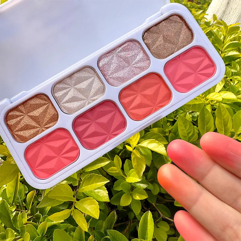 8Colors High-gloss Diamond Highlighter Blush Plate Lasting Contouring Contour Delicate Fine Powder Face Makeup Palette Cosmetics Quake