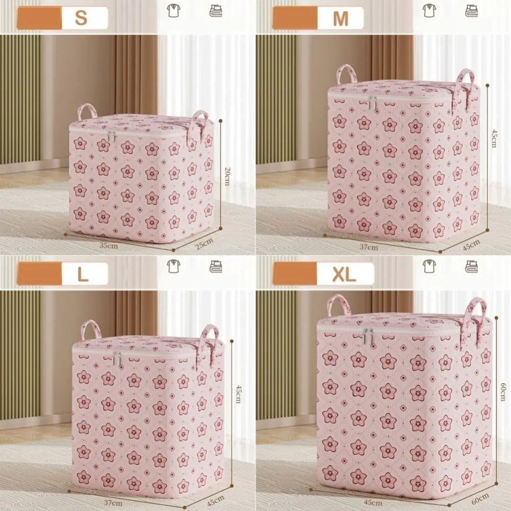 With Handle Clothes Storage Bins Foldable Large Capacity Quilt Storage Bag Clothes Organizer Cherry Blossom Quake