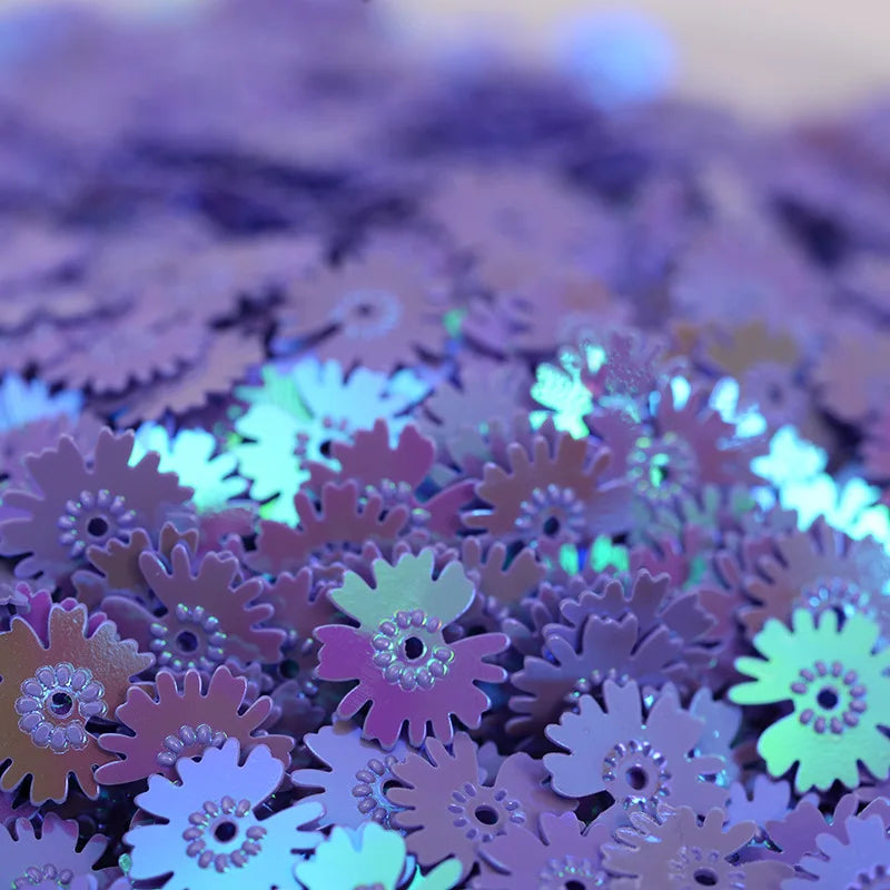 50g/500g PVC Paillette Sequins Daisy Flower Loose Colorful Lentejuelas for DIY Crafts Sewing Clothes Decor Manicure Accessories Quake 49 purple 50g