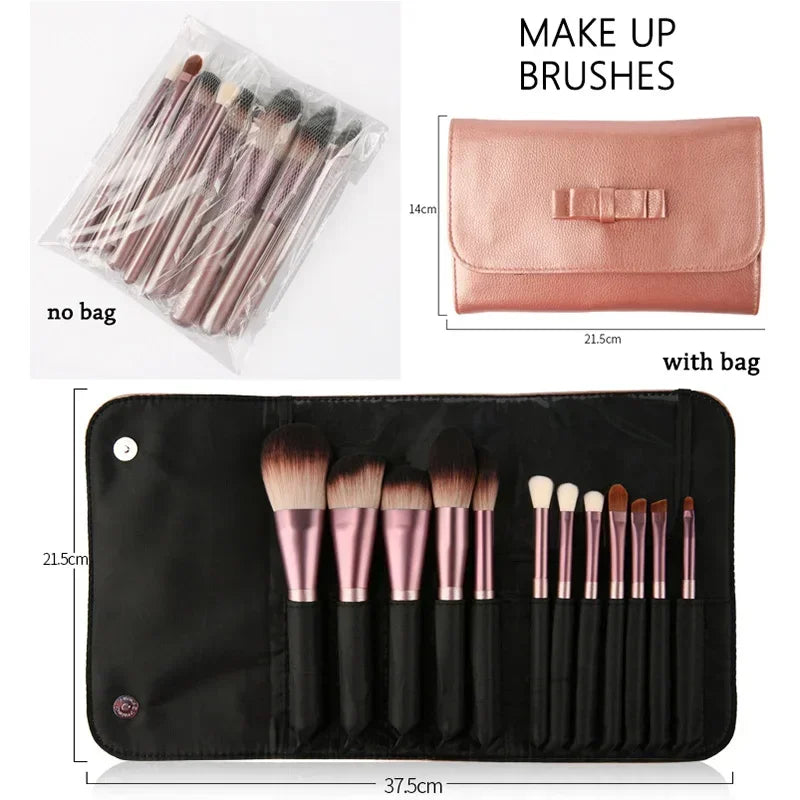 12Pcs/Set Makeup Brushes Foundation Eyebrow Lip Blusher Cosmetic Pink Beauty Makeup Brush Kit Quake