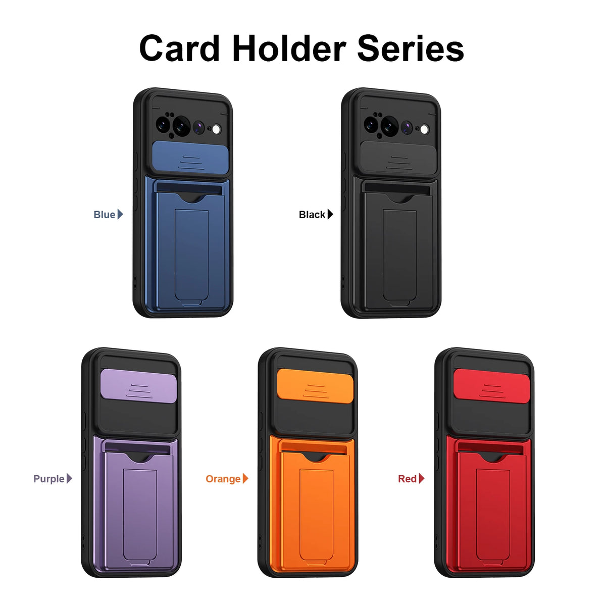 Foldable Stand + Card Holder Phone Case for Google PIXEL11PRO XL Shockproof Soft Hard 2-In-1 Phone Protector, Durable phone case Quake