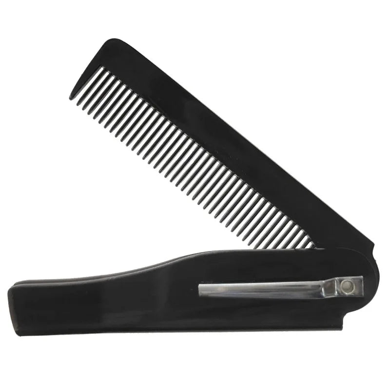 Portable Oil Folding Comb Hair Salon Household Beard Styling Hair Tool Care Oil Comb Quake Black 1Pc
