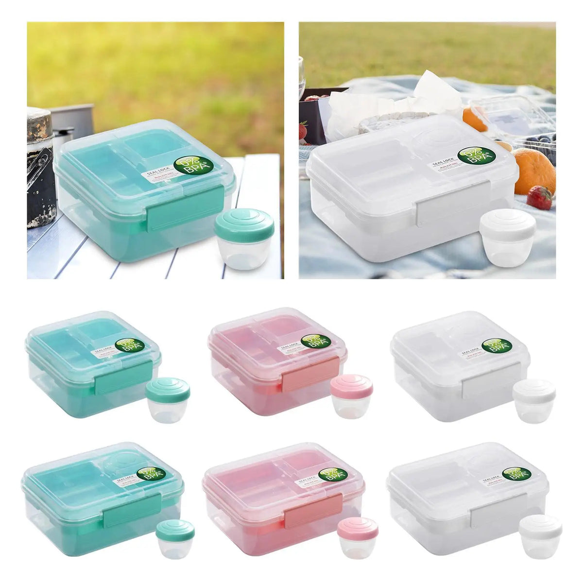 Bento Box Portable Rectangle Meal Prep Containers for School Quake