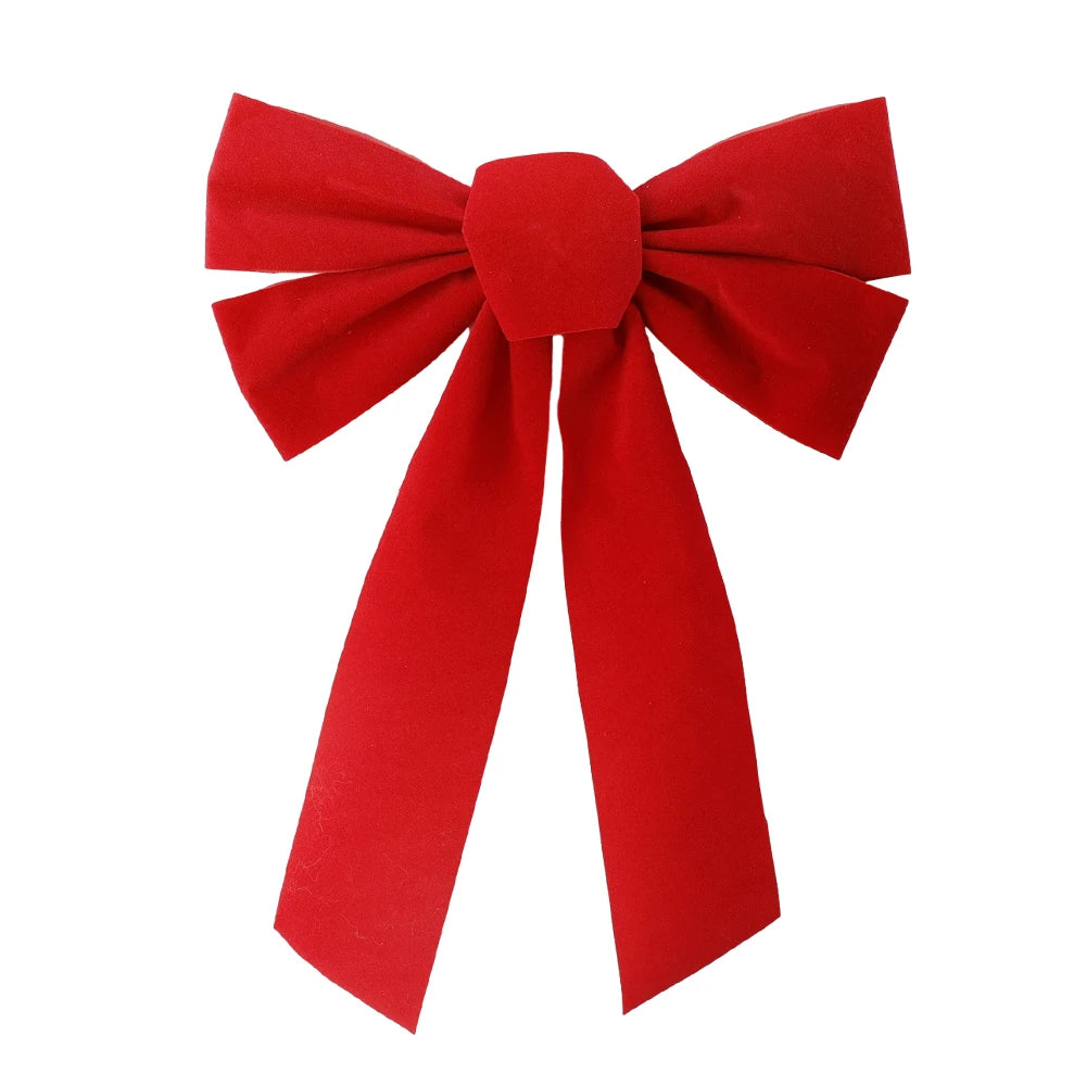 Large Christmas Bow Red Velvet Bow Christmas Tree Topper Decoration Wreath Bows for Door New Year Christmas Party Decoration Quake Red