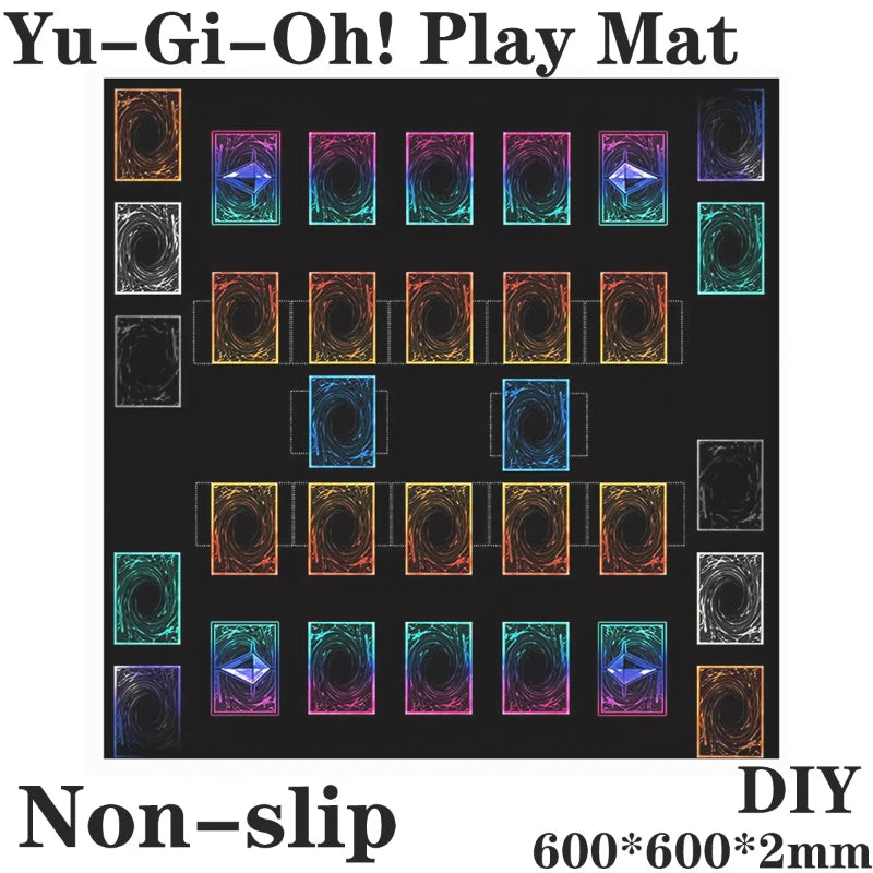 Yu-Gi-Oh! Diy Dual Player Battle Mat 600x600mm Large Gaming Mat with Master Rule 4 Zones Non-Slip Surface Tabletop Game Kid Gift Quake