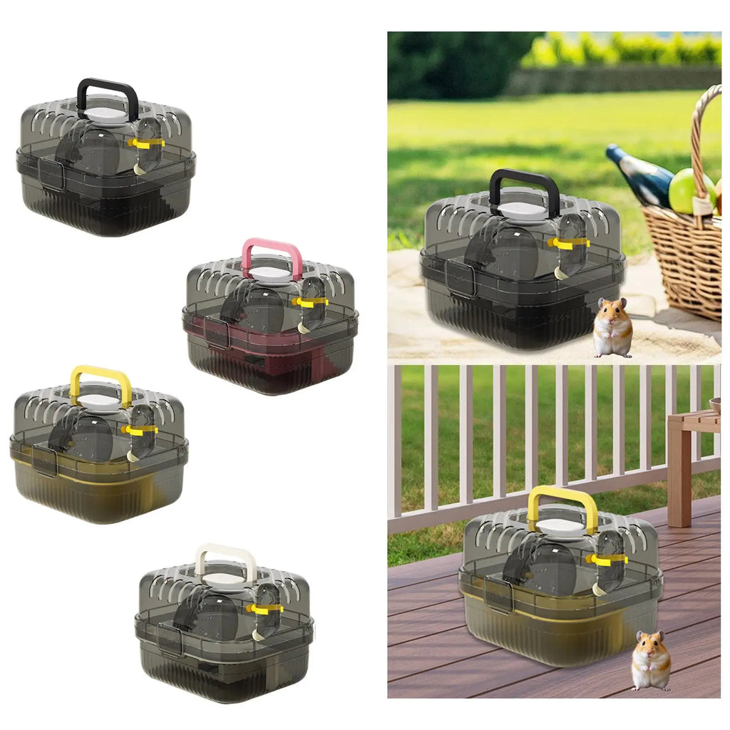 Breathable Hamster Enclosure Transparent Lid Portable Small Animal Habitat for Pet Holiday and Outdoors Quake