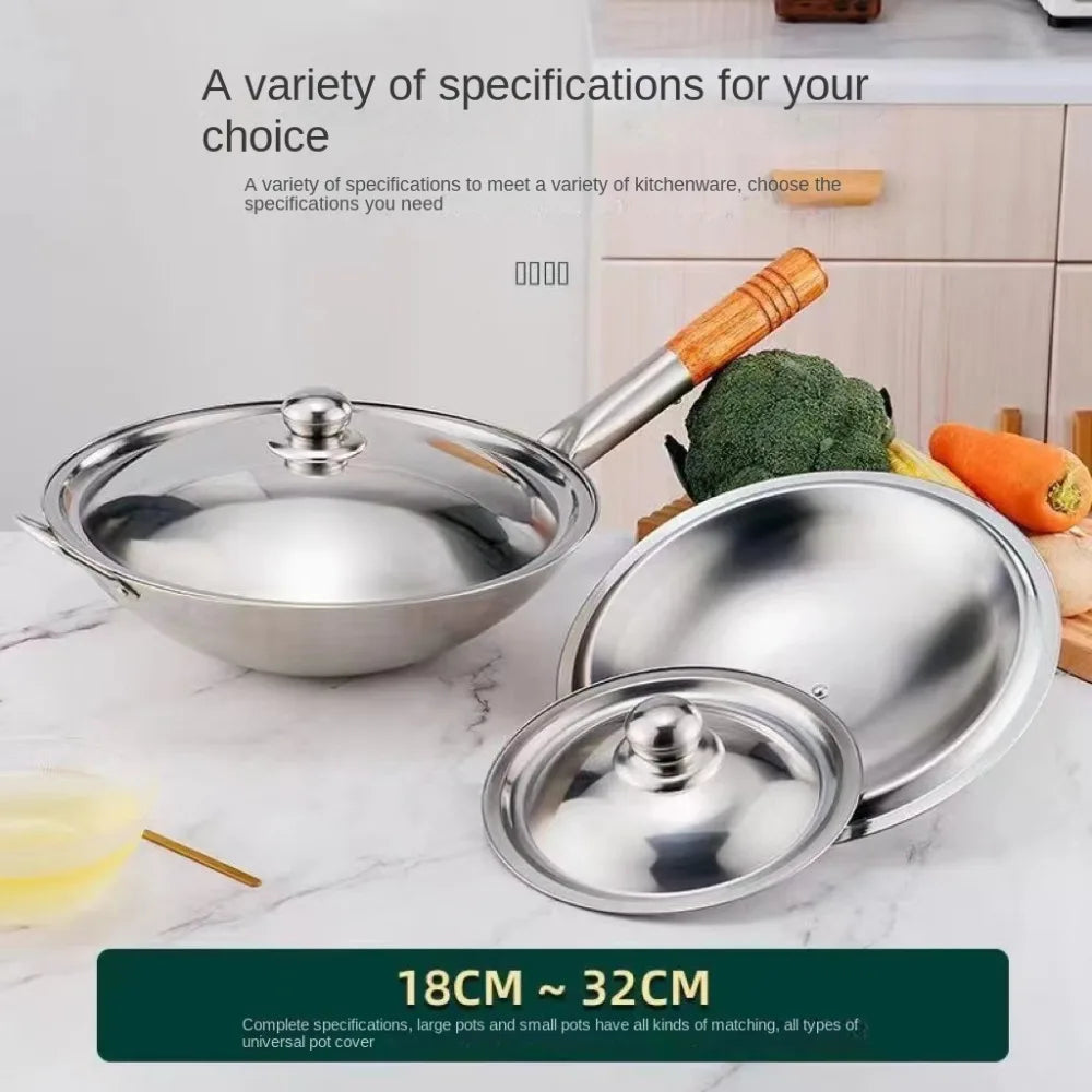 Durable Universal Pot Cover Round Stainless Steel Frying Pan Cover Knob 18-32cm Pot Lid Kitchen Accessories Quake
