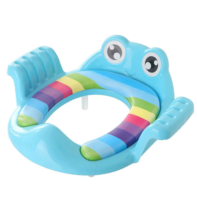 Baby cartoon cute toilet Child Potty Toilet Trainer Seat Step Stool Ladder Adjustable Training Chair comfortable seat for childr Quake A65 Blue
