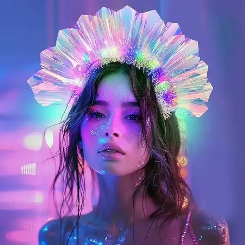 Stage party performance decorative headband laser luminous headband Girls women headwear Hair Styling Tools Accessories Quake