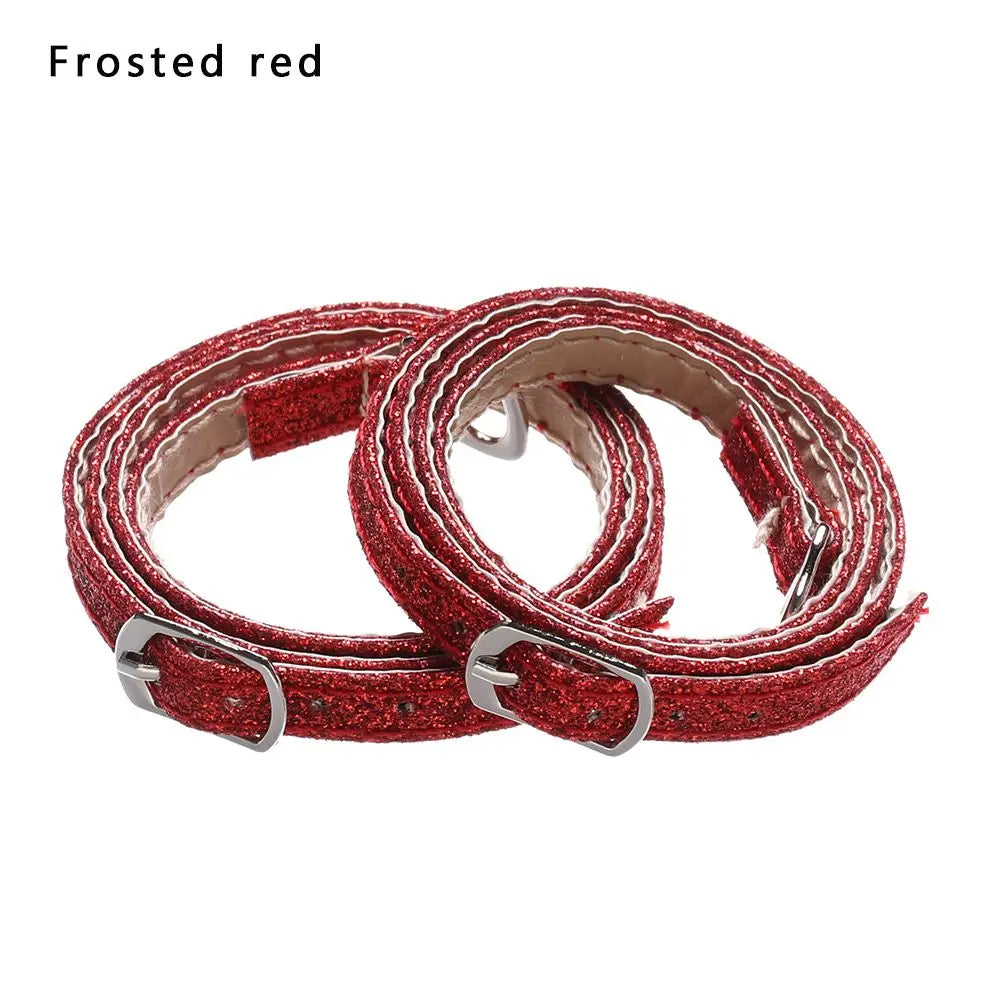 Adjustable Foot Care Accessories Shoe Lace Tie Anti-skid Straps Bundle Shoelace PU Leather Shoelace Ankle Shoe Belt Quake Frosted red
