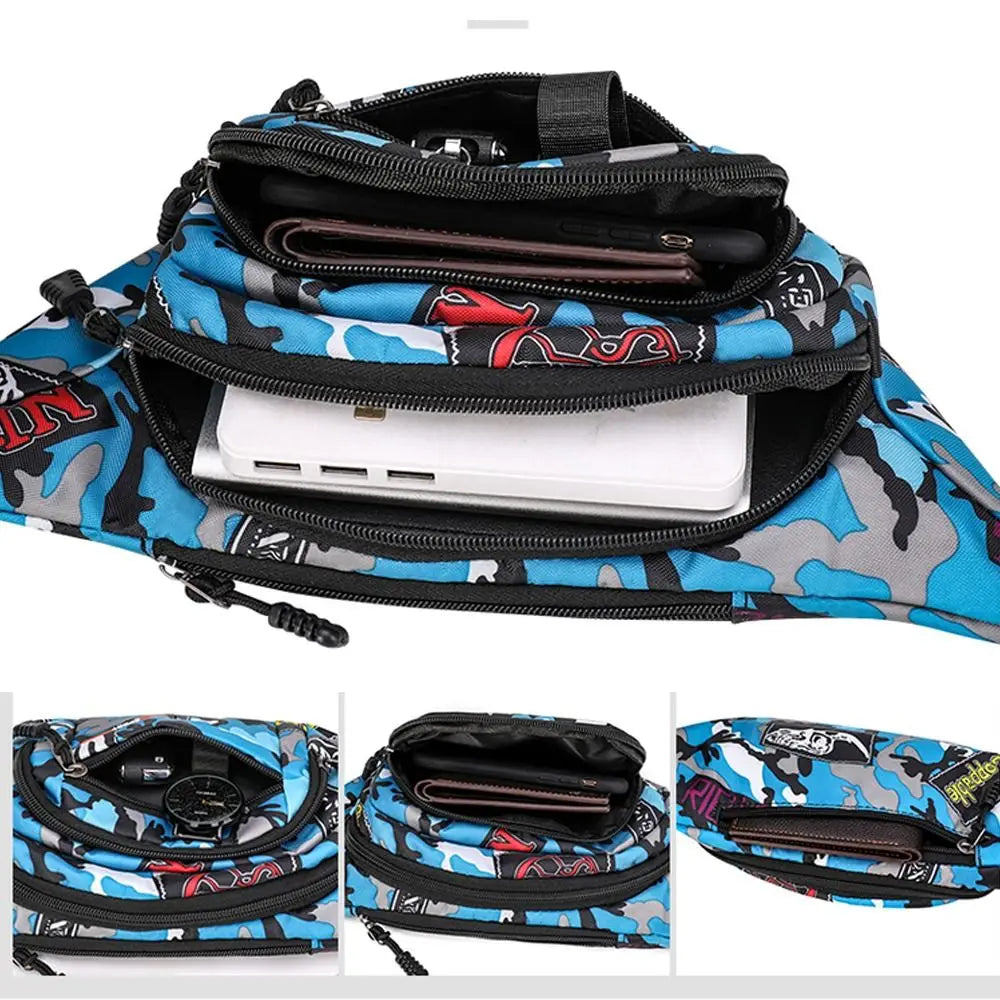Women Men Breast Package Waterproof Outdoor Sports Bag Canvas Pouch Waist Bag Fanny Pouch Crossbody Male Banana Bag Quake