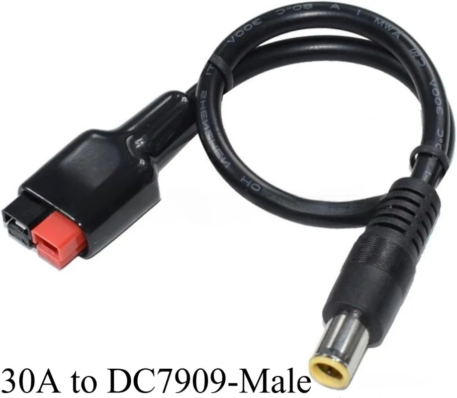 Off‑Grid Solar DIY Accessory 12AWG 30A Power Pole Conversion Cable to DC5525 DC5521 Plug Solar Panel DC Connection Wire Quake 30A to DC8020-Male Red and Black wire 2M