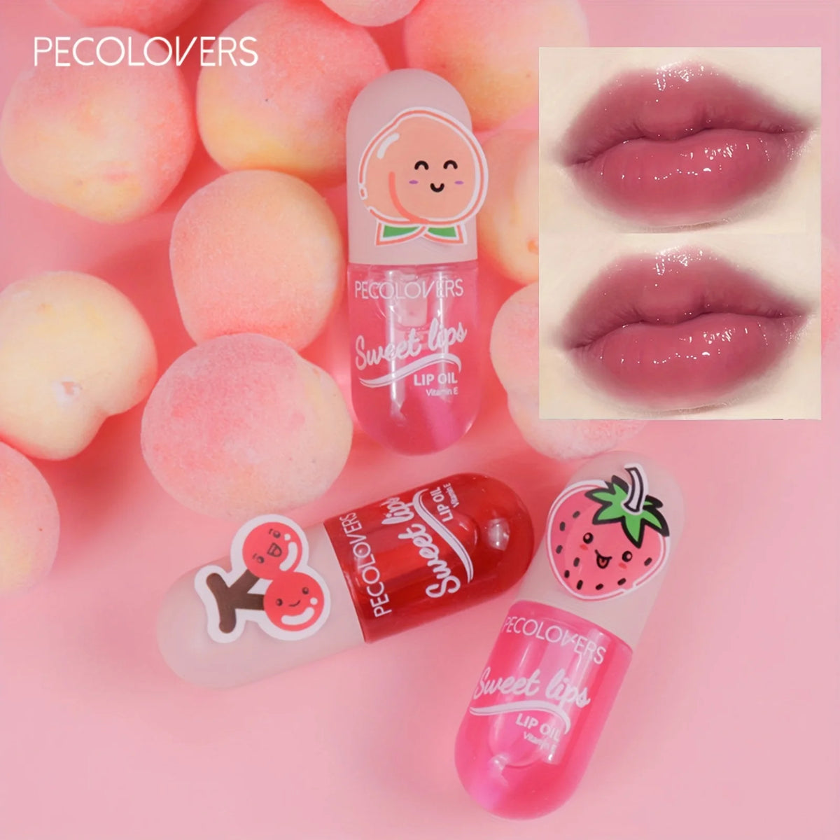 Strawberry Moisturizing Lip Gloss Peach Waterproof Glossy Long Lasting Not Sticky Natural Lip Tint Daily Makeup Lip Oil Primer Quake
