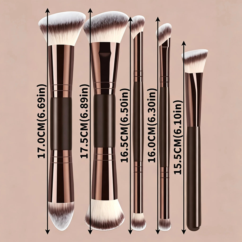 Professional Double Ended Makeup Brush Set Foundation Powder Blush Sculpting Brush With Triangle Powder Puff Beauty Sponge Cosme Quake