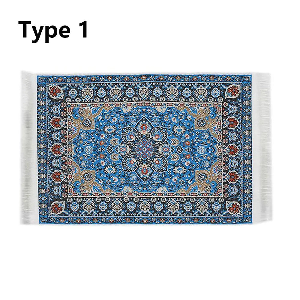 Toy Playing House Turkish Style Floor Coverings Miniature Weaving Rug Accessories Dollhouse Carpet Quake type 1