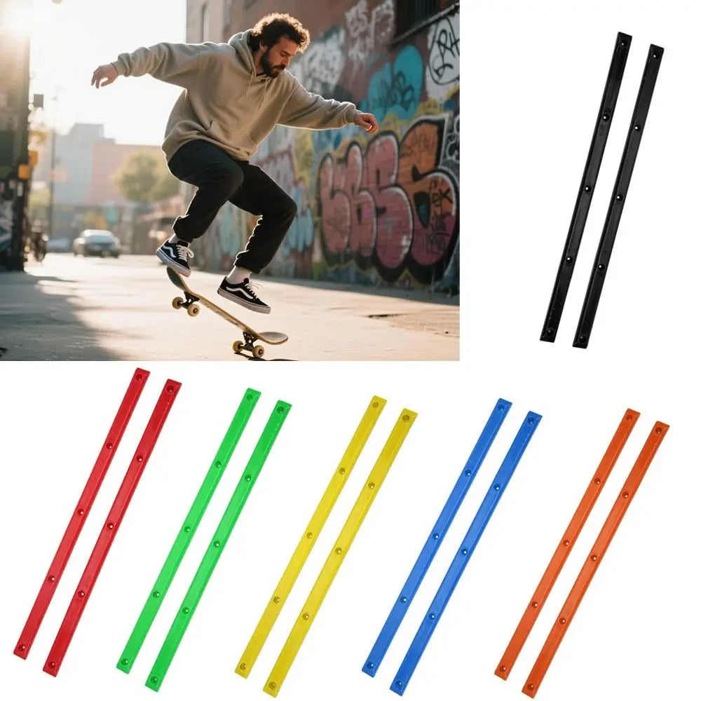 2Pcs Durable ABS Rib Bones Rails Colorful 36.5x1.7cm Skateboard Rail Guards Board Rails Skateboards Decks Quake