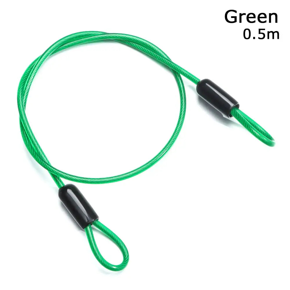 Bicycle Accessories Security Safety Rope Anti-theft Ropes Steel Cable Lock Cycling Strong Wire Road Bike Lock Bicycle Lock Wire Quake Green-0.5 meters