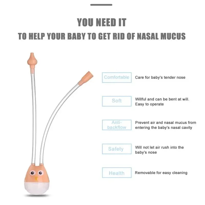 Baby Nasal Aspirator Mouth Cleaner for Infant Anti Reflux Suction Type Silicone Booger Suction PipeNasal Absorption Quake