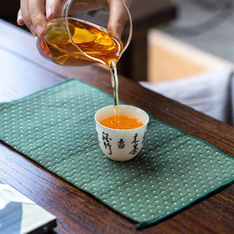 Japanese style cotton linen tea towel - starry sky design super absorbent thickened creative tea table cloth tea set accessories Quake