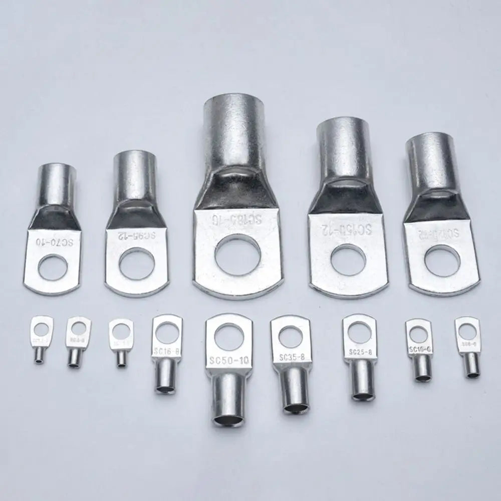 10Pcs 6mm 8mm 10mm SC16-6 SC25-6 SC35-6 Tinned Copper Cable Connector Kit SC Type Wire Nose Terminal Crimp Lugs Ring Quake