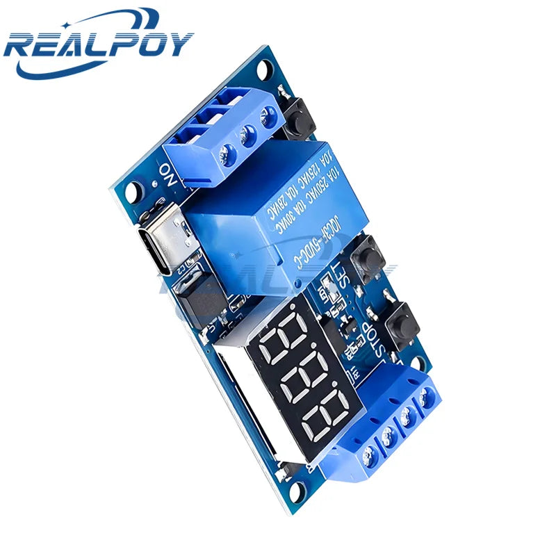 1 Channel 5V Relay 6-30V Relay Module OFF/ON Switch Trigger Time Delay Circuit Timer Cycle 999 minutes Adjustable XY-J02 Quake