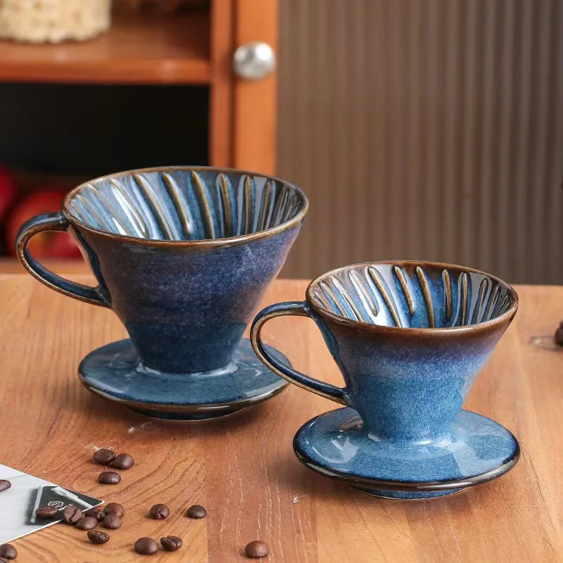 YWDL Ceramic Coffee Filter Cup Reusable Filters Coffee Maker V Style Funnel Dripper Filter Cup Coffee Accessories Quake